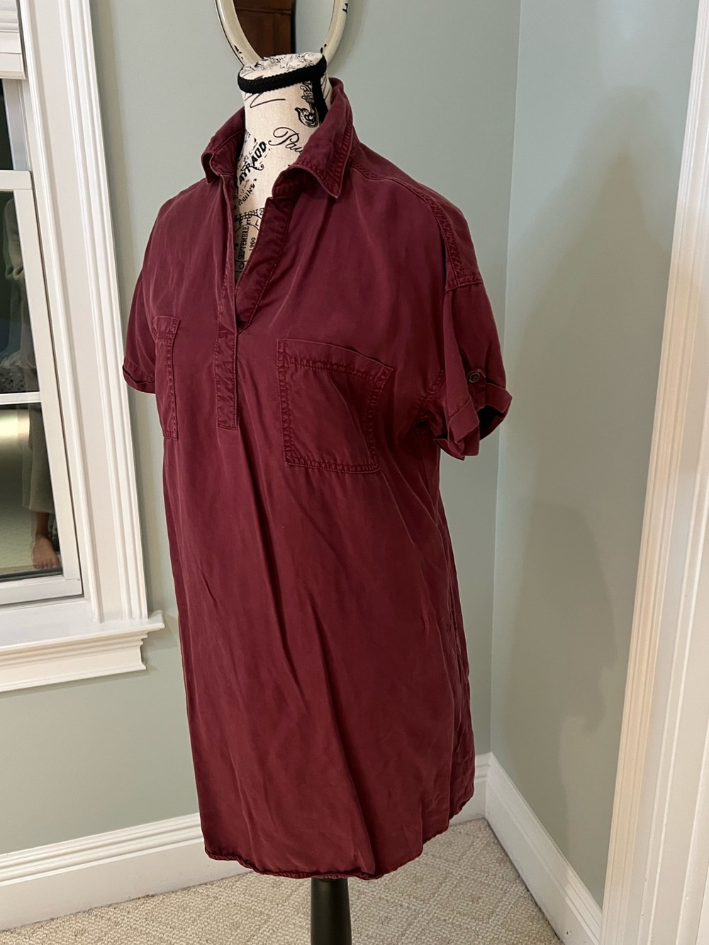 NWOT Universal Thread short sleeve utility shirt dress | SZ XS | V Neck |Pockets - Picture 7 of 13